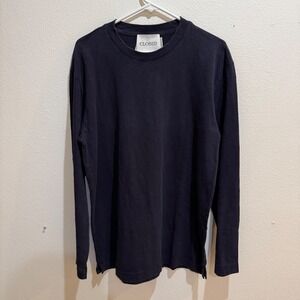 Closed Mens Long Sleeve Organic Cotton T-Shirt Navy Blue Crew Neck Size M